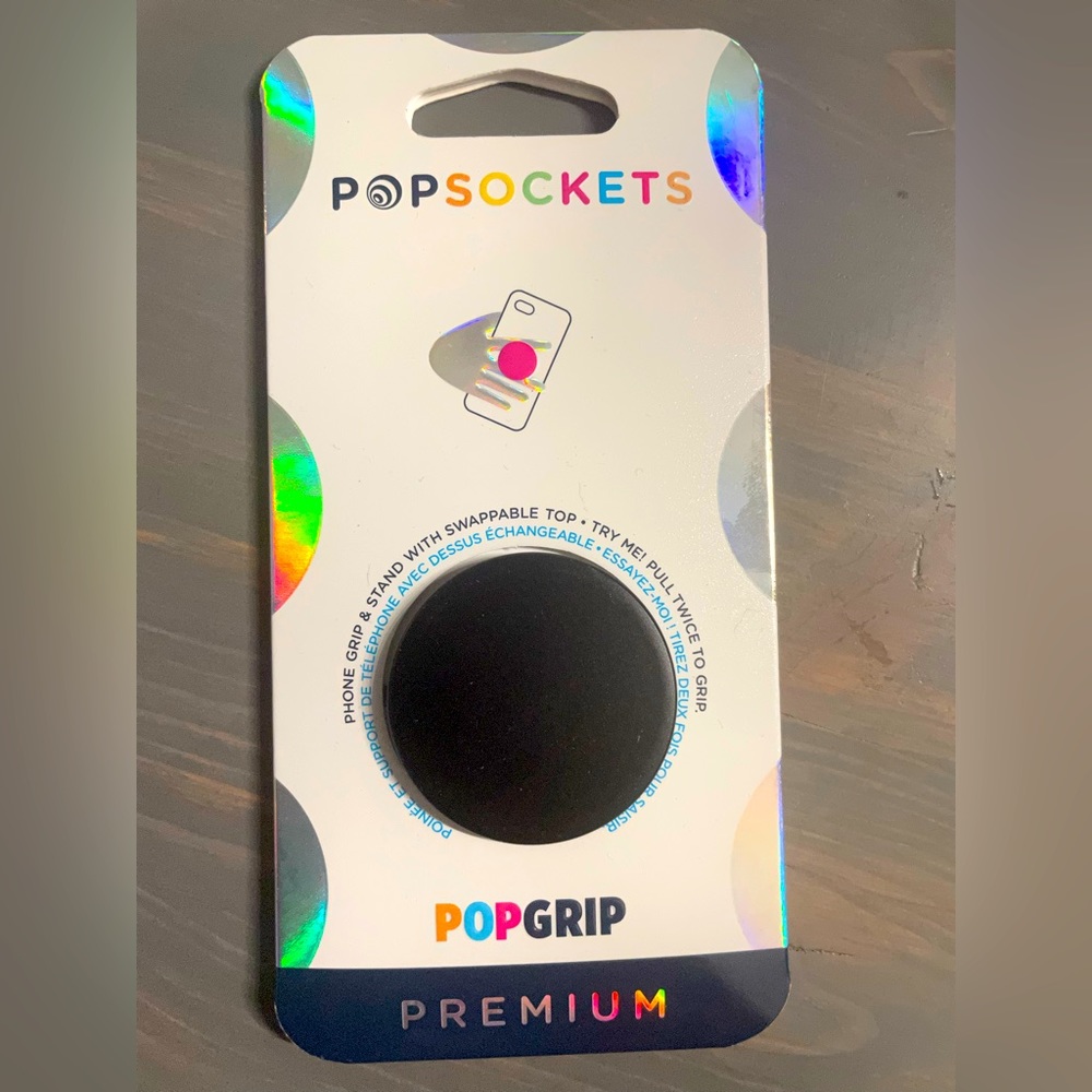 Popsockets Grip with Swappable Top for Cell Phones Premium Aluminum Black